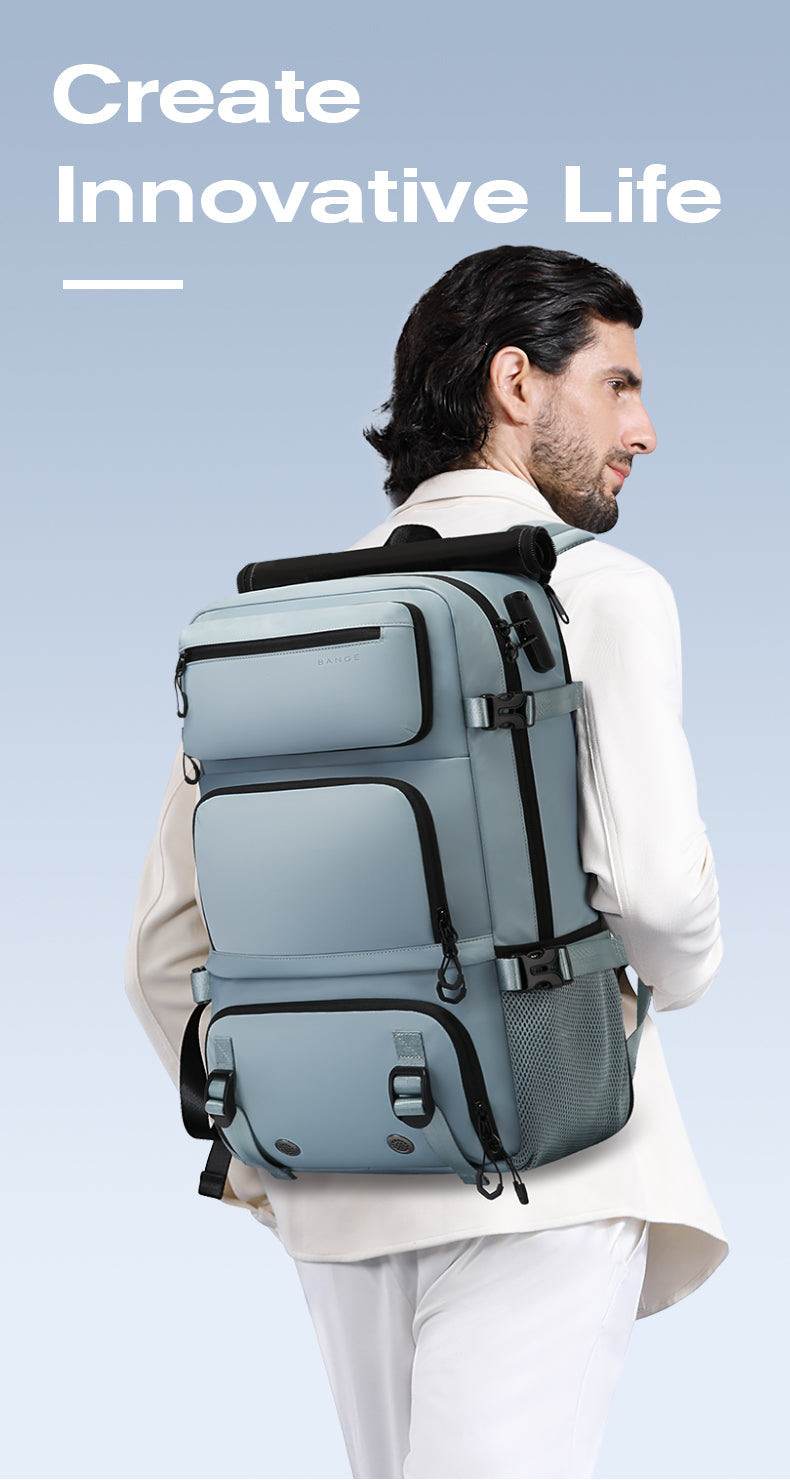 Zaino da viaggio multifunzionale BANGE con protezione antifurto rimovibile e scomparti per le scarpe 4