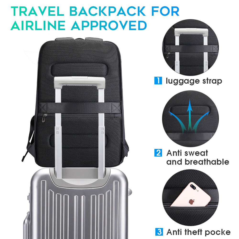 Zaino impermeabile BANGE Business adatto per laptop da 15,6 pollici con ricarica USB 5