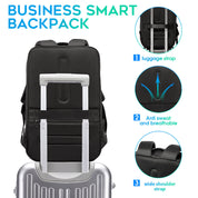 Zaino per laptop BANGE Smart Business, impermeabile, adatto a laptop da 15,6-17,3 pollici con porta di ricarica USB 3.0 per uomini e donne 1