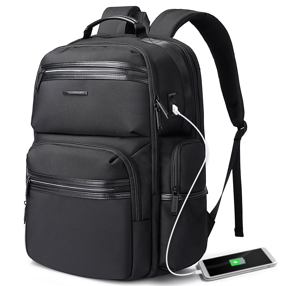 Zaino per laptop BANGE da uomo, zaini da viaggio d'affari con porta di ricarica USB, zaino da viaggio per il weekend 0