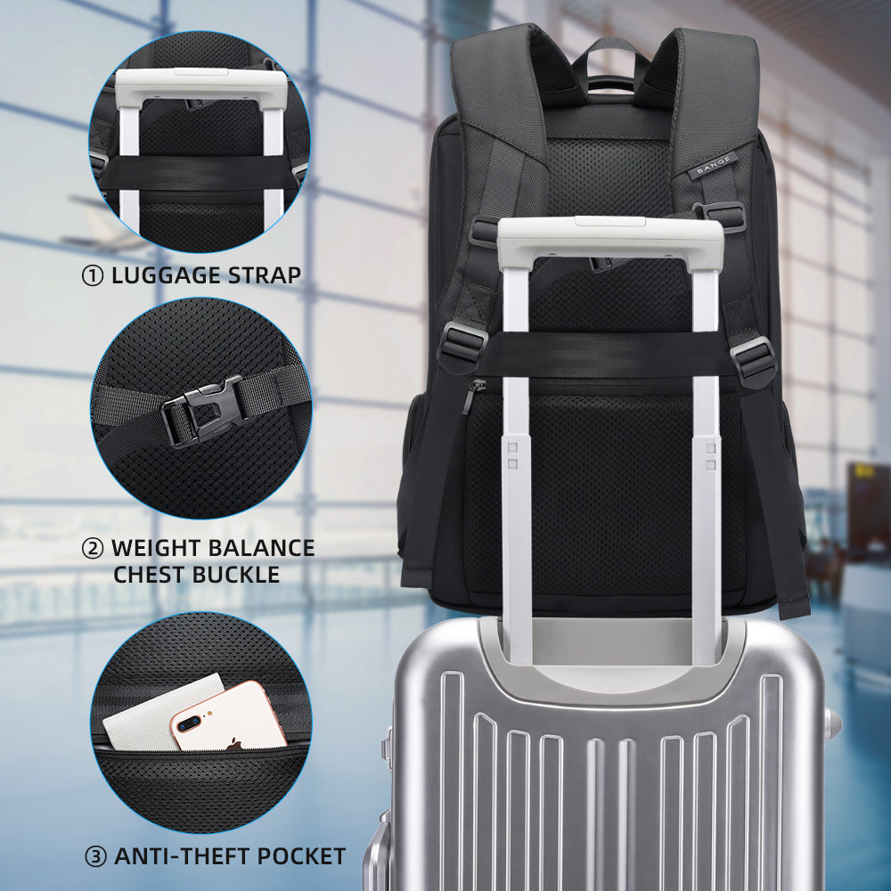Zaino per laptop BANGE da uomo, zaini da viaggio d'affari con porta di ricarica USB, zaino da viaggio per il weekend 2
