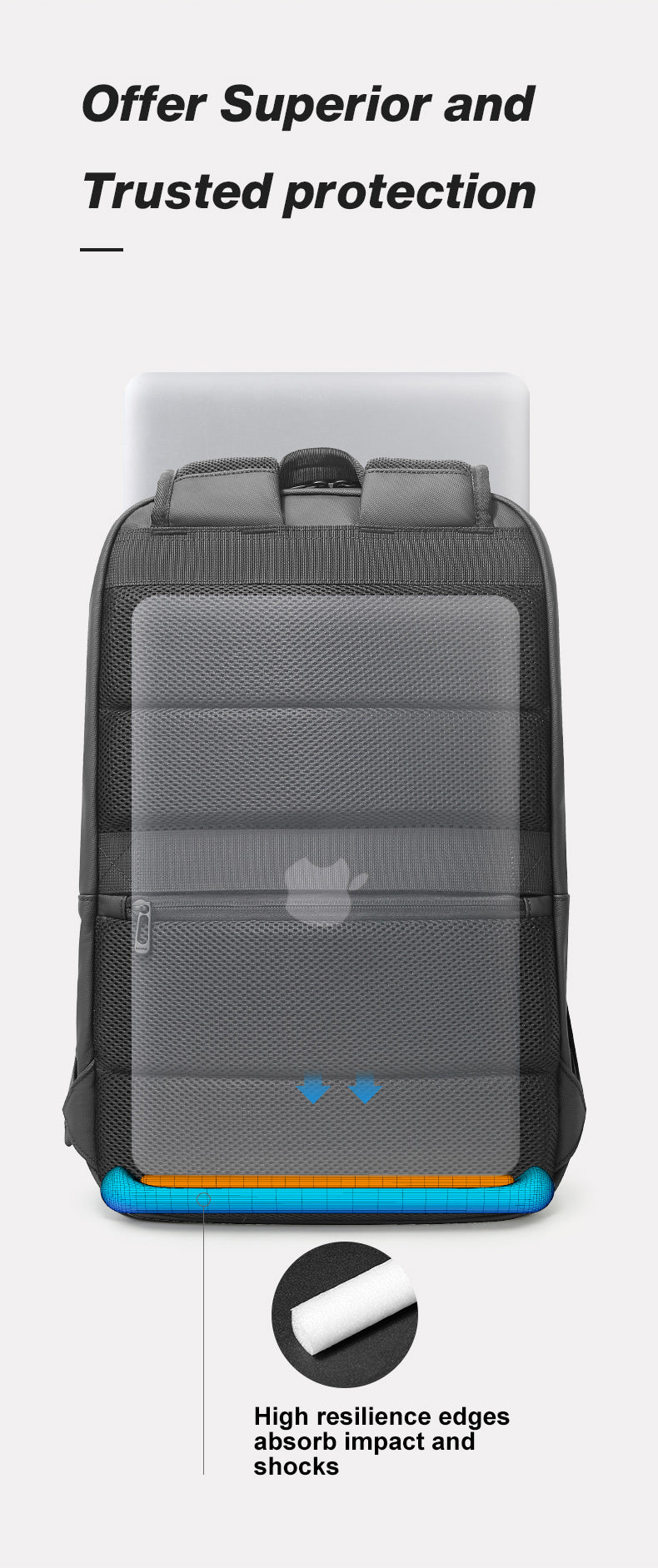 Zaino per laptop essenziale ergonomico e impermeabile da viaggio d'affari BANGE in saldo 3