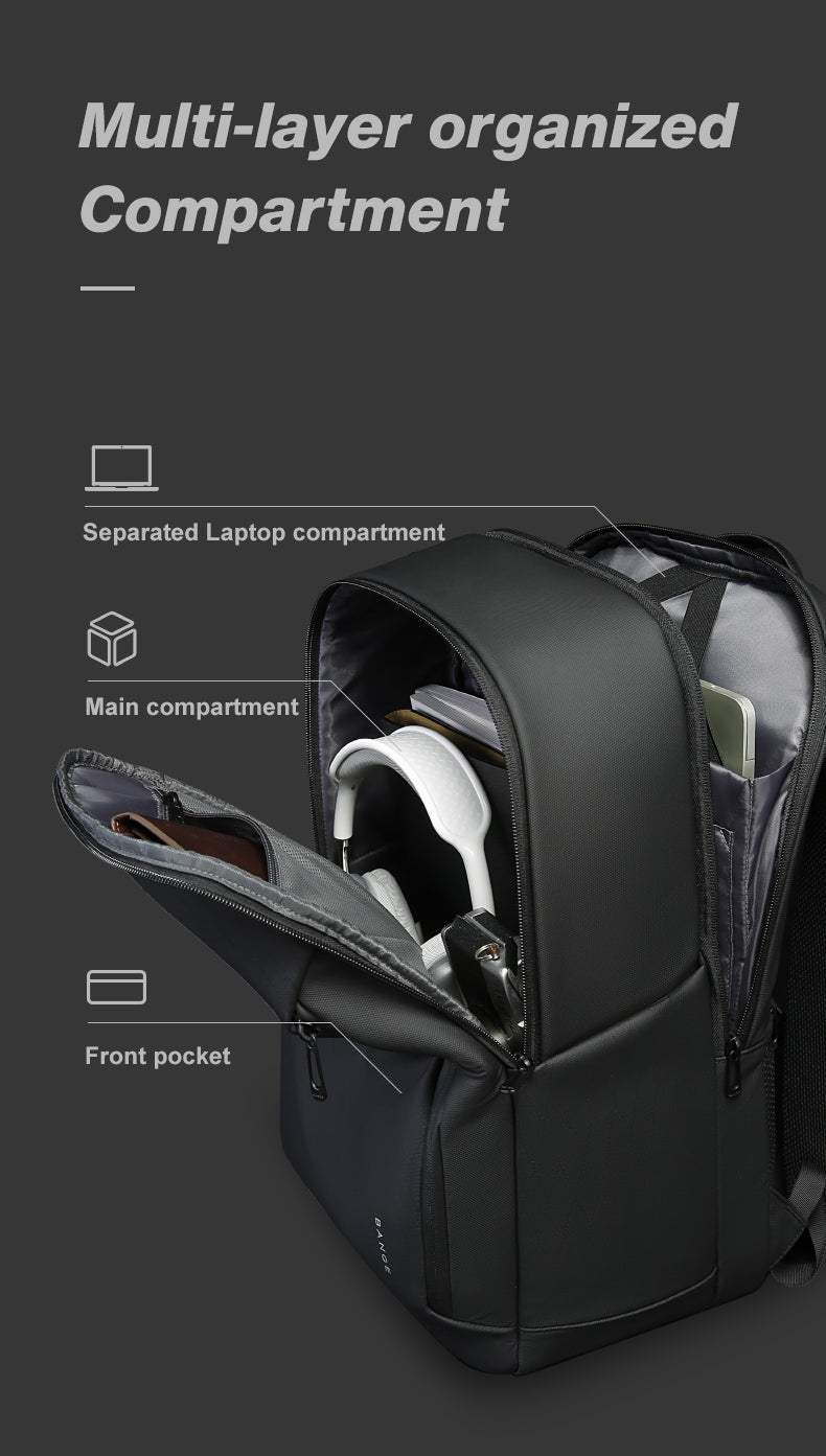 Zaino per laptop essenziale ergonomico e impermeabile da viaggio d'affari BANGE in saldo 5