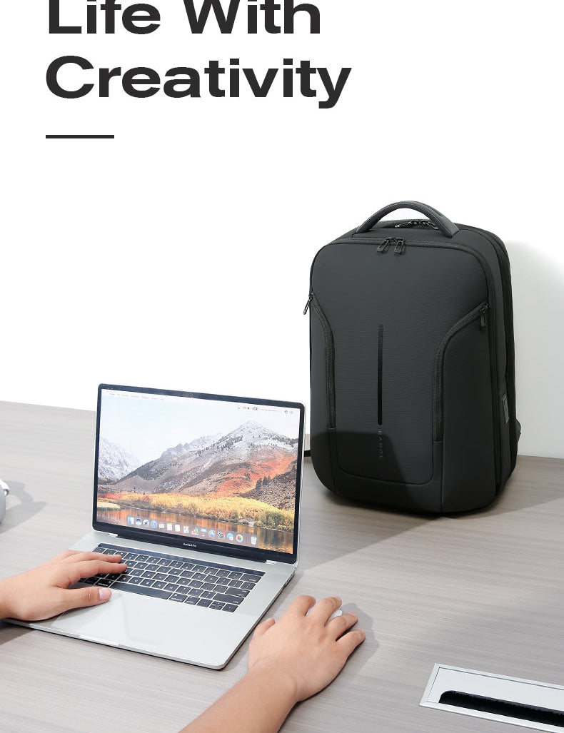 Zaino per laptop urbano impermeabile BANGE, elegante, con porta USB e laptop da 15,6 pollici 1