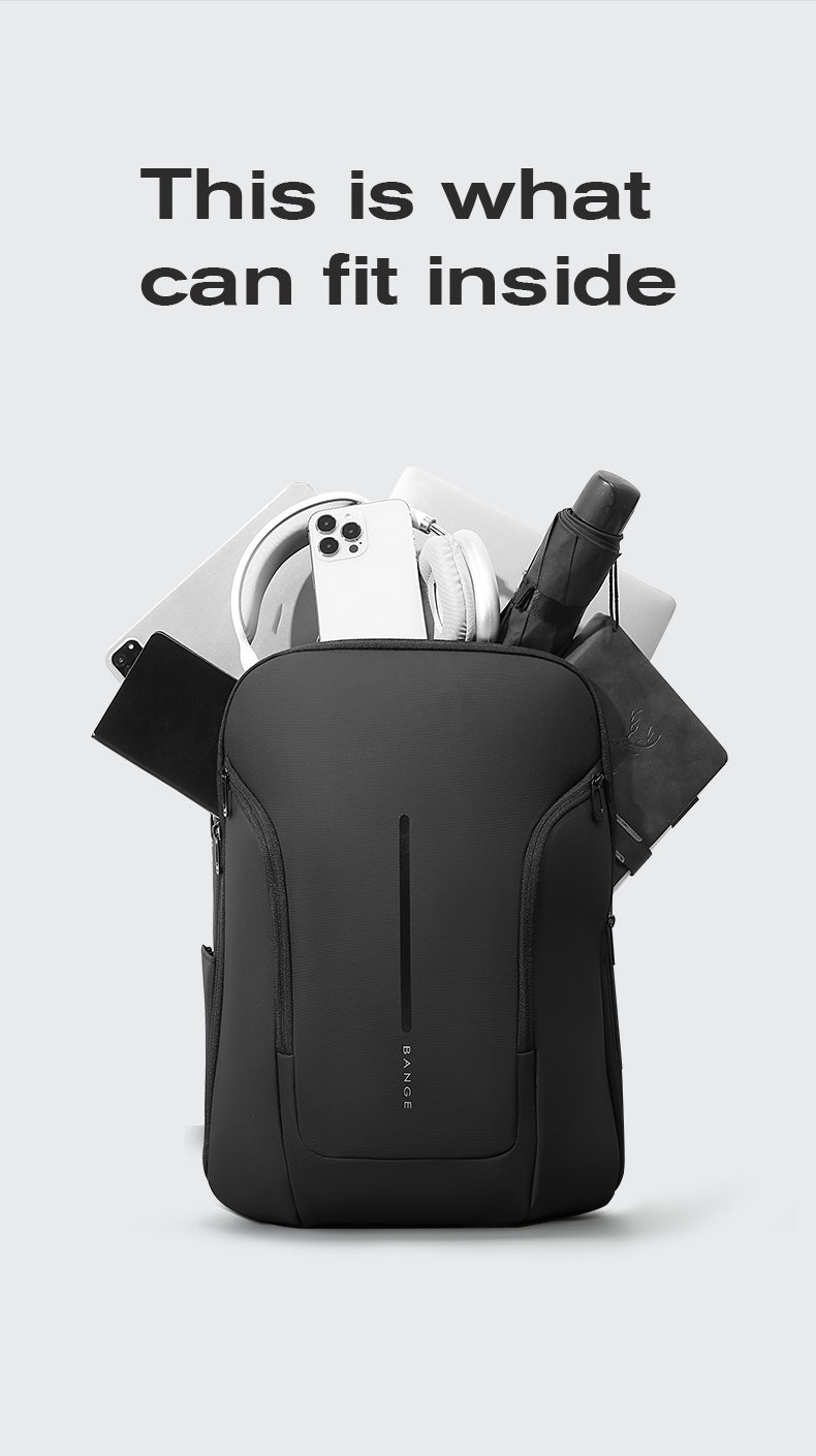 Zaino per laptop urbano impermeabile BANGE, elegante, con porta USB e laptop da 15,6 pollici 7