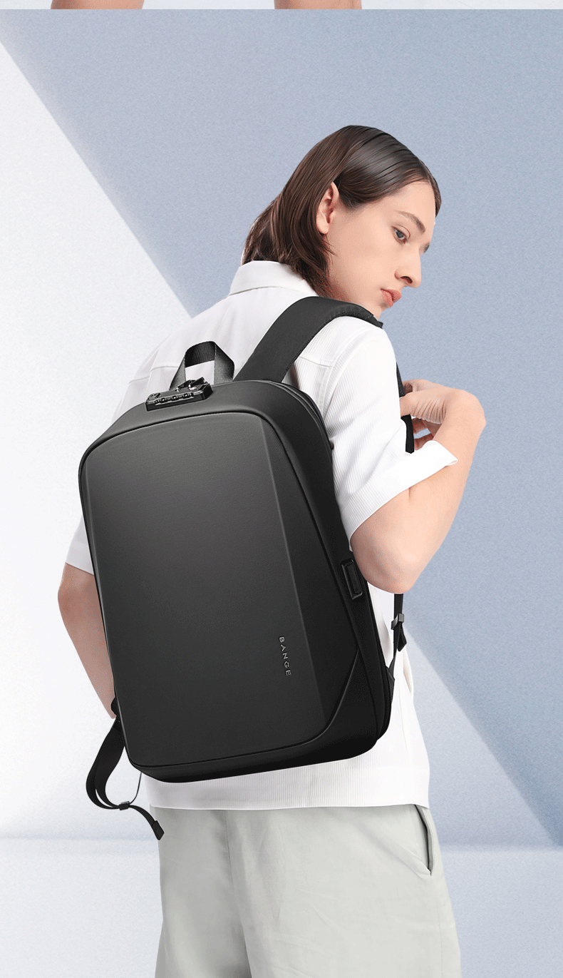 Zaino rigido antifurto BANGE con lucchetto TSA e porta USB 3