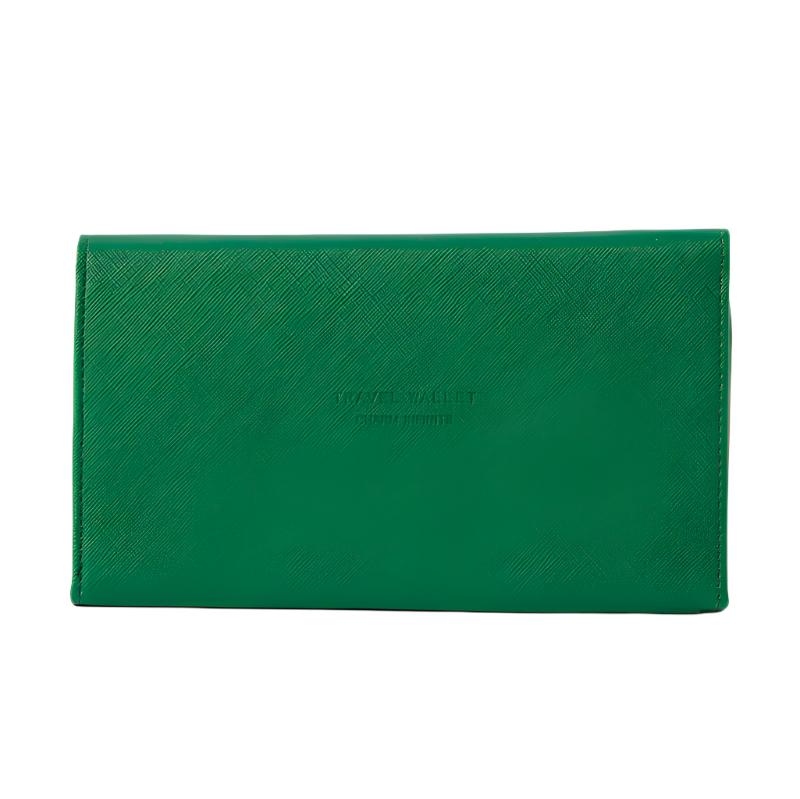 Portafoglio verde in pelle saffiano, design elegante e minimalista, ideale per uomo e donna. Accessorio moda di lusso, perfetto per ogni occasione.