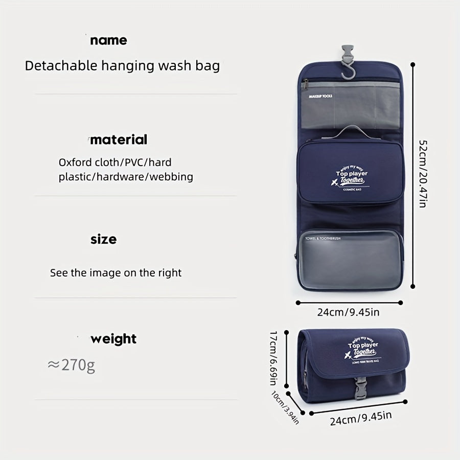 Borsa da viaggio sospesa, pieghevole, in tessuto Oxford, PVC, plastica rigida, 52x24 cm, 270g, con scomparti multipli, ideale per organizzare accessori.