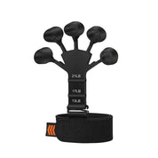 Dispositivo di allenamento per dita e mani, nero, con resistenze regolabili da 13LB a 21LB, ideale per musicisti e riabilitazione.