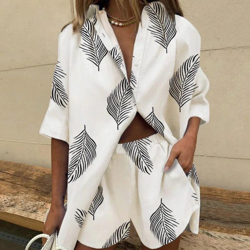 IVY | Cozy Chic Blouse & Short Ensemble - Lizabella Fashion