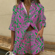 IVY | Cozy Chic Blouse & Short Ensemble - Lizabella Fashion