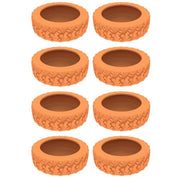 Otto vasi da giardino a forma di pneumatico arancione, design robusto, ideali per piante e fiori, decorazione esterna, resistente alle intemperie.
