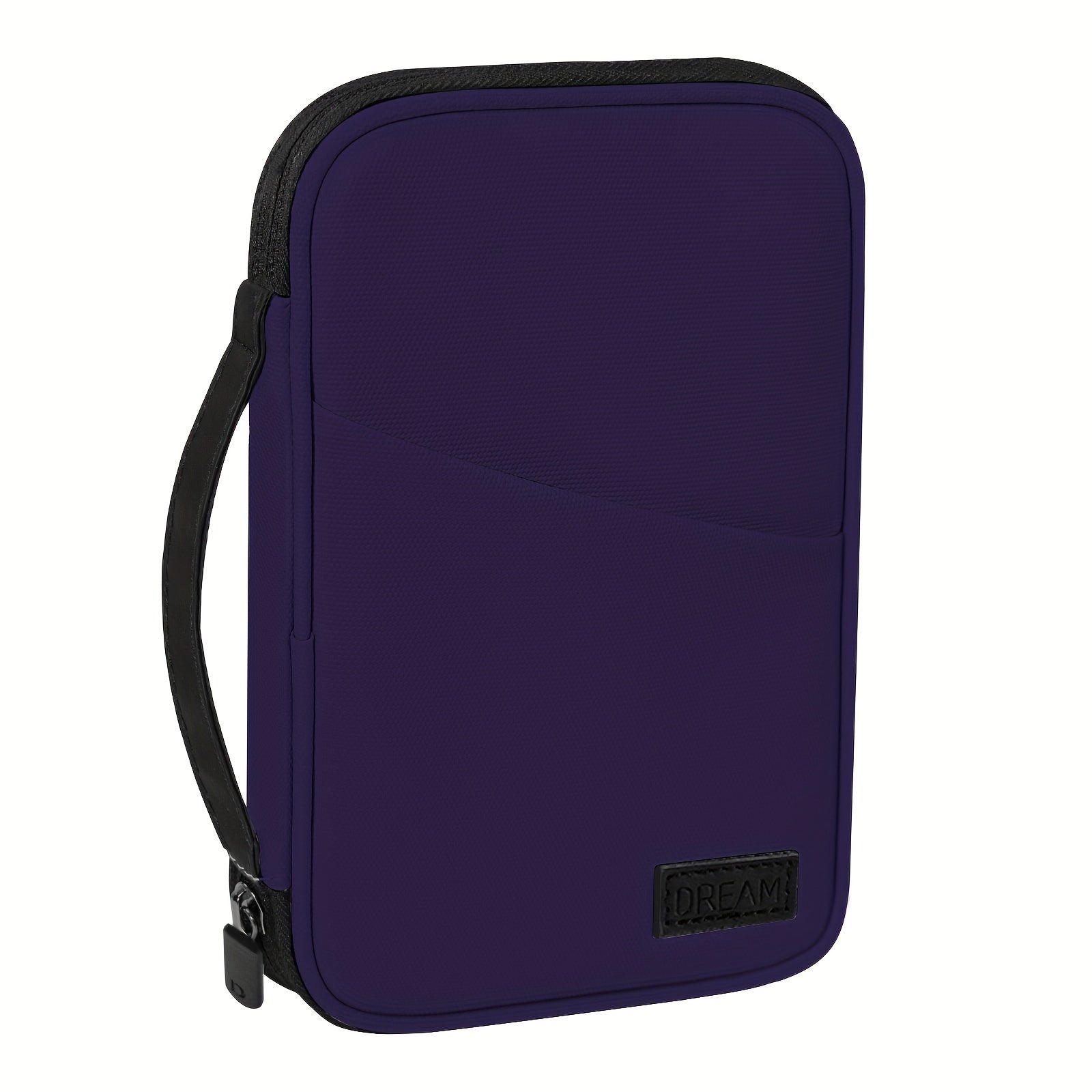 Custodia rigida viola per tablet, con cerniera e maniglia laterale, design elegante e resistente, ideale per protezione dispositivi elettronici.