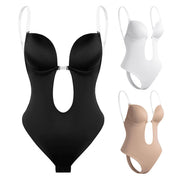Body shaper donna in tre colori: nero, bianco e beige. Design senza schienale, spalline regolabili, ideale per abiti scollati. Intimo modellante.