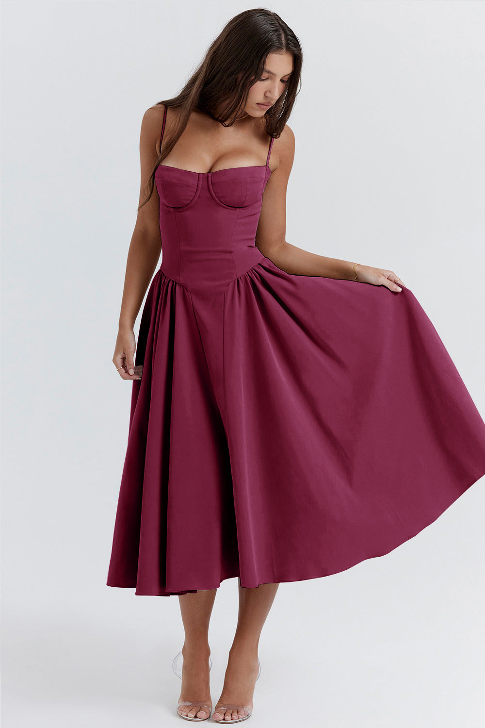 Bridget - Abito Vintage Elegante con Corsetto e Spalline Sottili