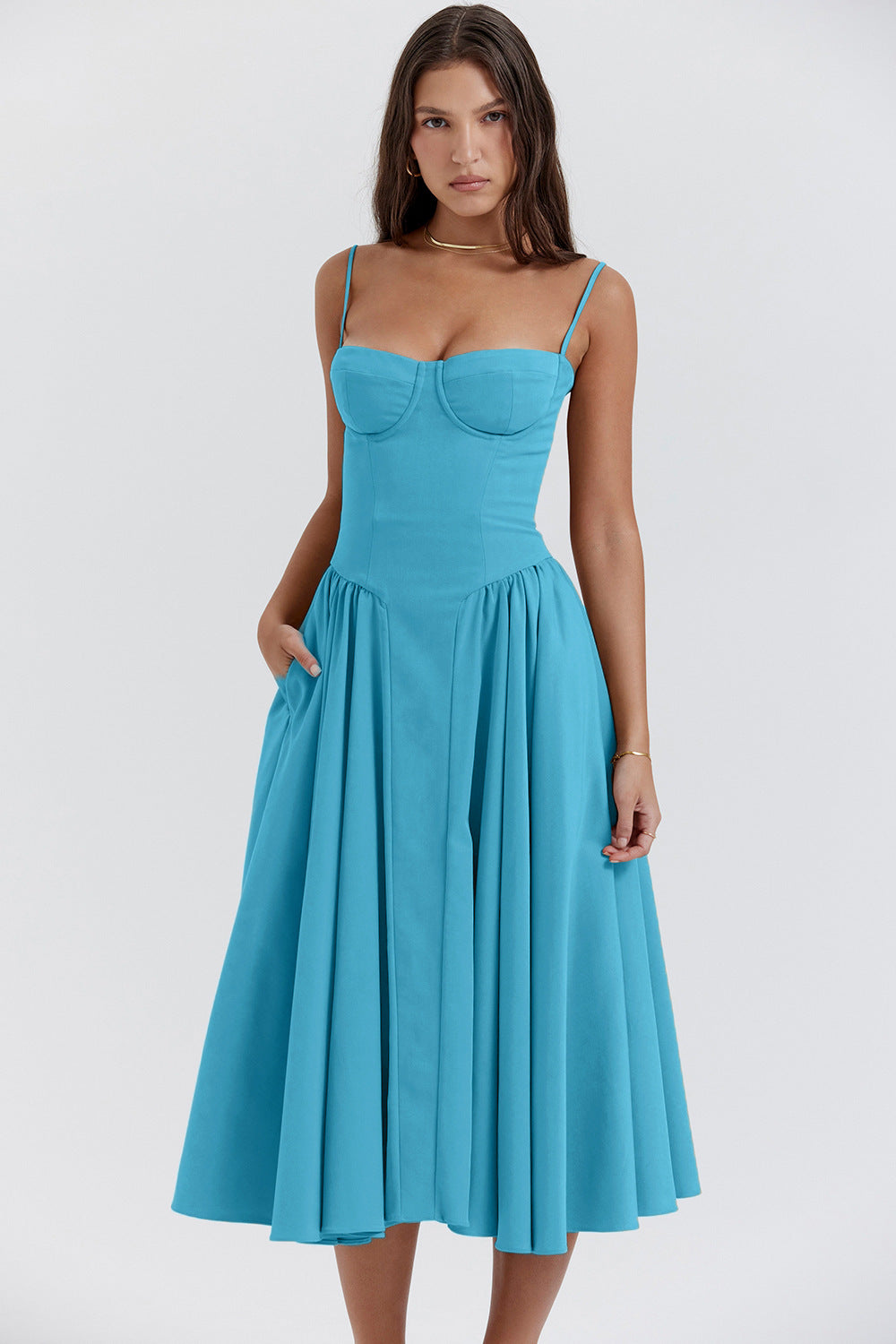 Bridget - Abito Vintage Elegante con Corsetto e Spalline Sottili