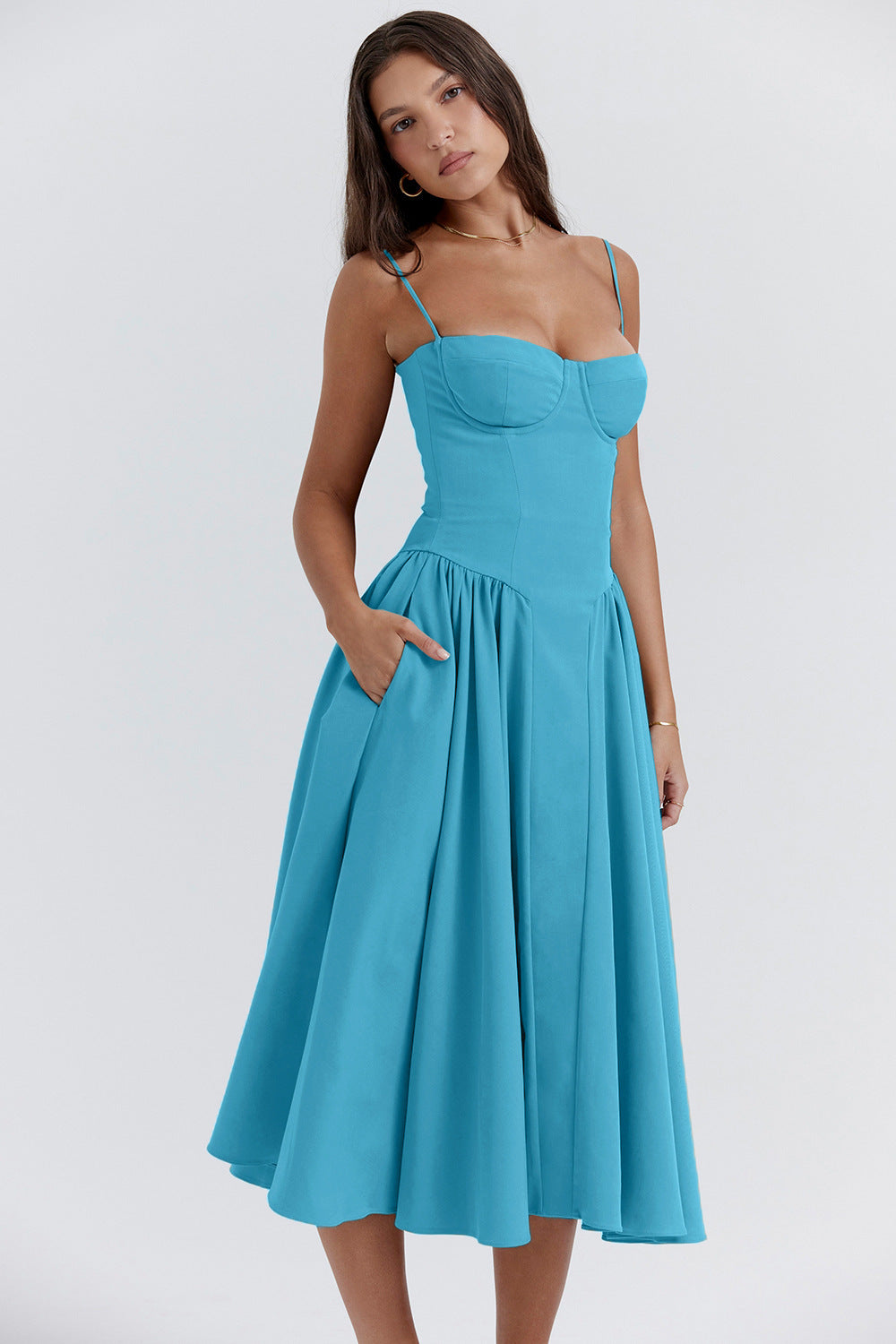 Bridget - Abito Vintage Elegante con Corsetto e Spalline Sottili