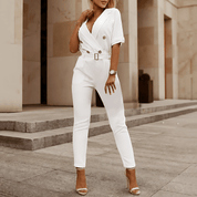 JESSICA | Chic Summer V-Neck Jumpsuit for Effortless Style - Lizabella Fashion