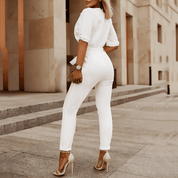 JESSICA | Chic Summer V-Neck Jumpsuit for Effortless Style - Lizabella Fashion
