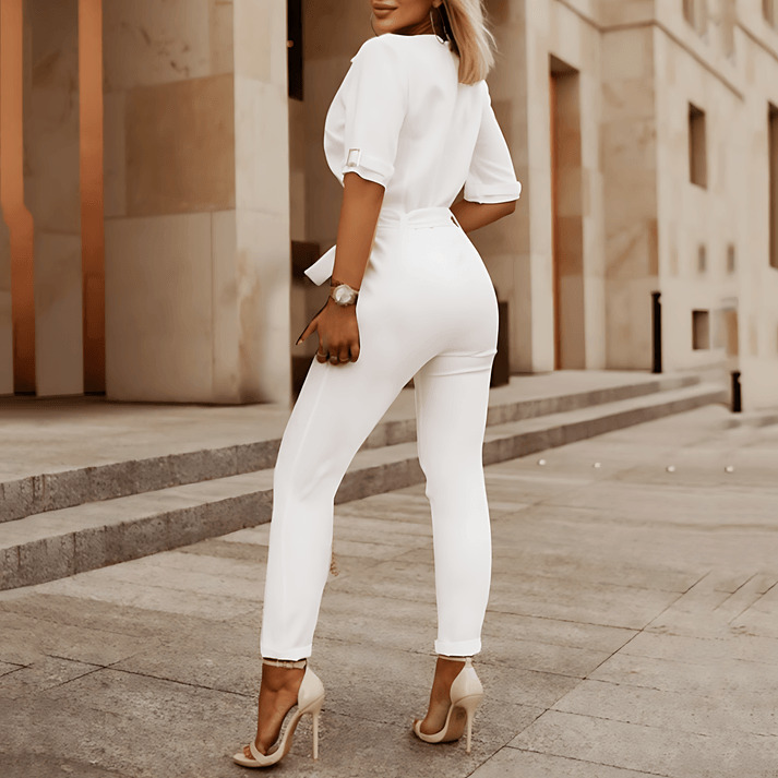 JESSICA | Chic Summer V-Neck Jumpsuit for Effortless Style - Lizabella Fashion