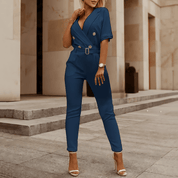 JESSICA | Chic Summer V-Neck Jumpsuit for Effortless Style - Lizabella Fashion