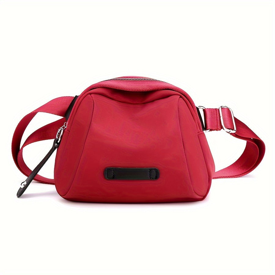 Borsa a tracolla rossa in pelle sintetica, design compatto, cerniera superiore, cinturino regolabile, ideale per moda donna e accessori casual.