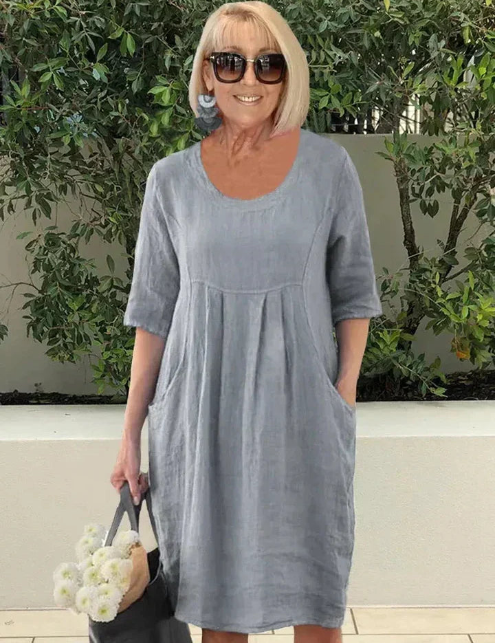 LISA | Effortlessly Chic Loose Cotton Blend Dress - Lizabella Fashion