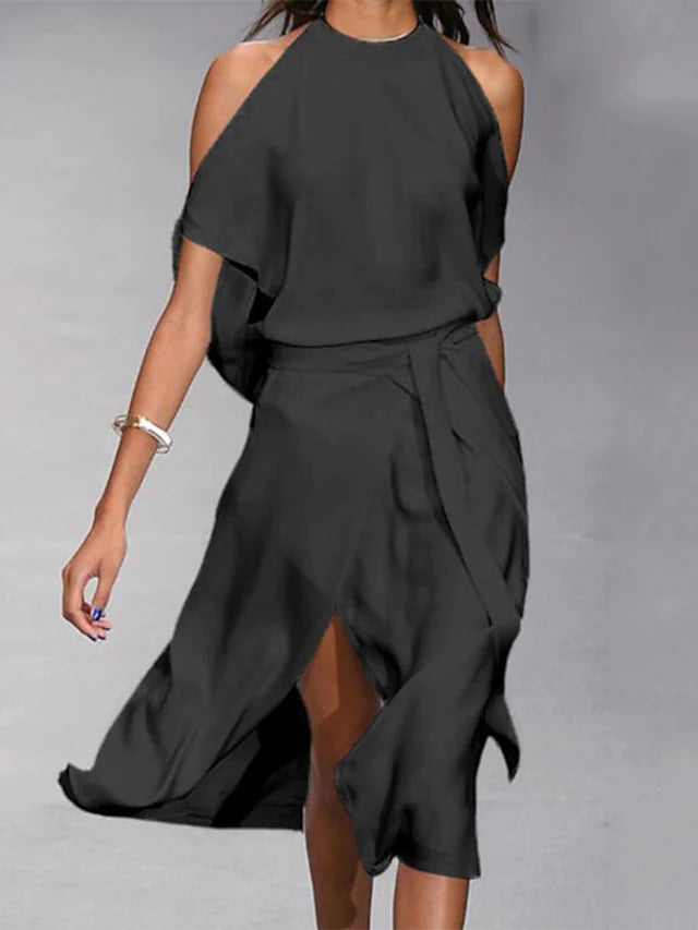 Carlotta | Abito midi casual con spalle scoperte
