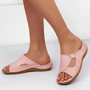 Sandali donna rosa, design aperto, suola in gomma antiscivolo, comodi e alla moda, ideali per l'estate. Perfetti per look casual e quotidiani.