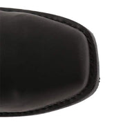 Punta stivale nero in pelle, design squadrato, cuciture robuste, moda uomo, calzature eleganti, alta qualità, stile classico.