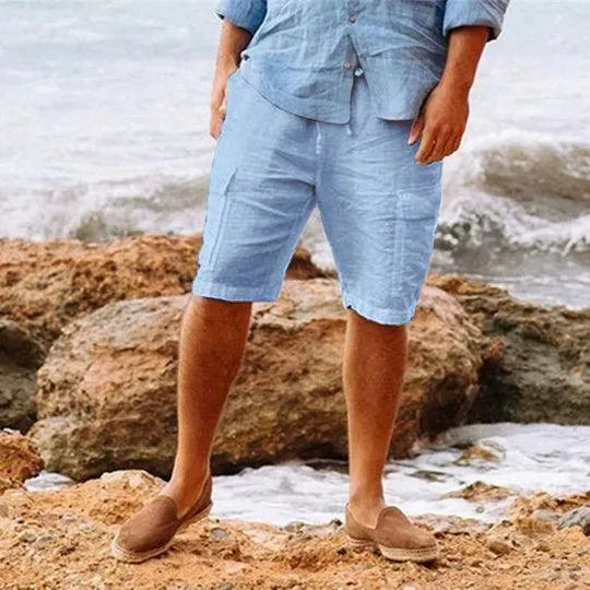  Uomini - Shorts di lino - tessuto leggero traspirante - Fit rilassato - Squat - Abbigliamento per il tempo libero-6
