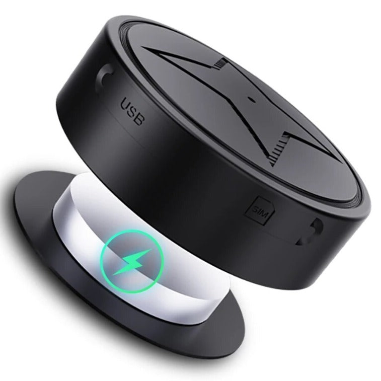 Caricatore wireless magnetico nero, design compatto e moderno, compatibile con dispositivi USB, ricarica rapida, tecnologia avanzata.