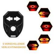 Fanale posteriore bici LED nero, 5 modalità illuminazione, frecce direzionali, sicurezza ciclismo, accessorio bici, visibilità notturna.