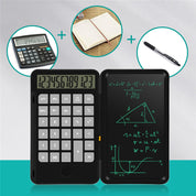 Calcolatrice scientifica multifunzione con lavagna LCD, penna e quaderno. Ideale per studenti, ufficio e scuola. Accessori inclusi.