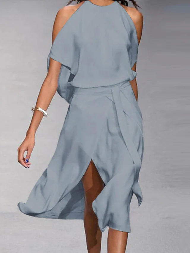 Carlotta | Abito midi casual con spalle scoperte