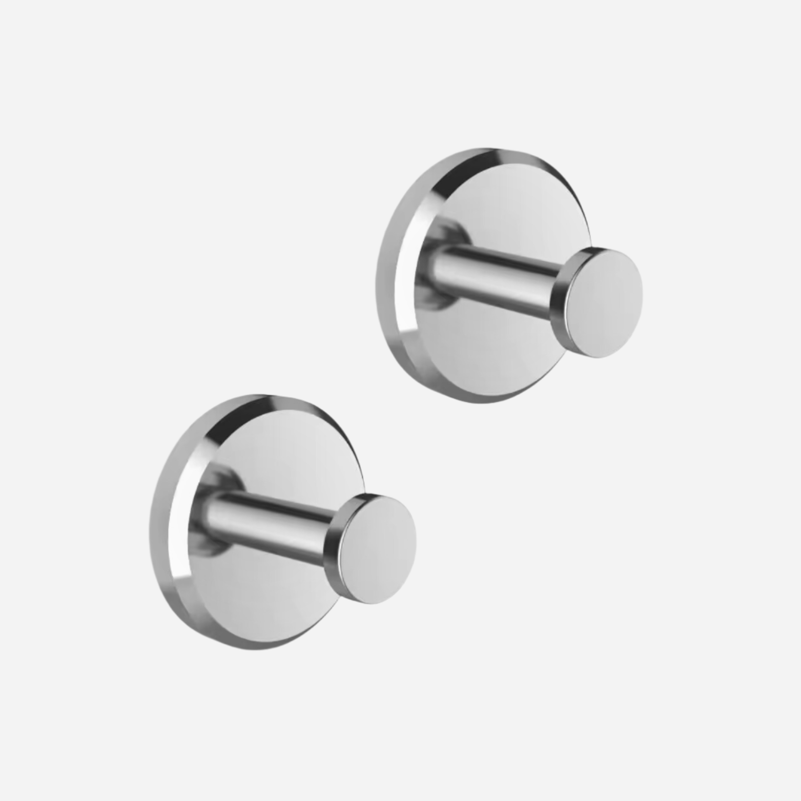 Coppia di ganci appendiabiti in acciaio inox lucido, design moderno, montaggio a parete, ideali per bagno o cucina. Accessori casa eleganti.