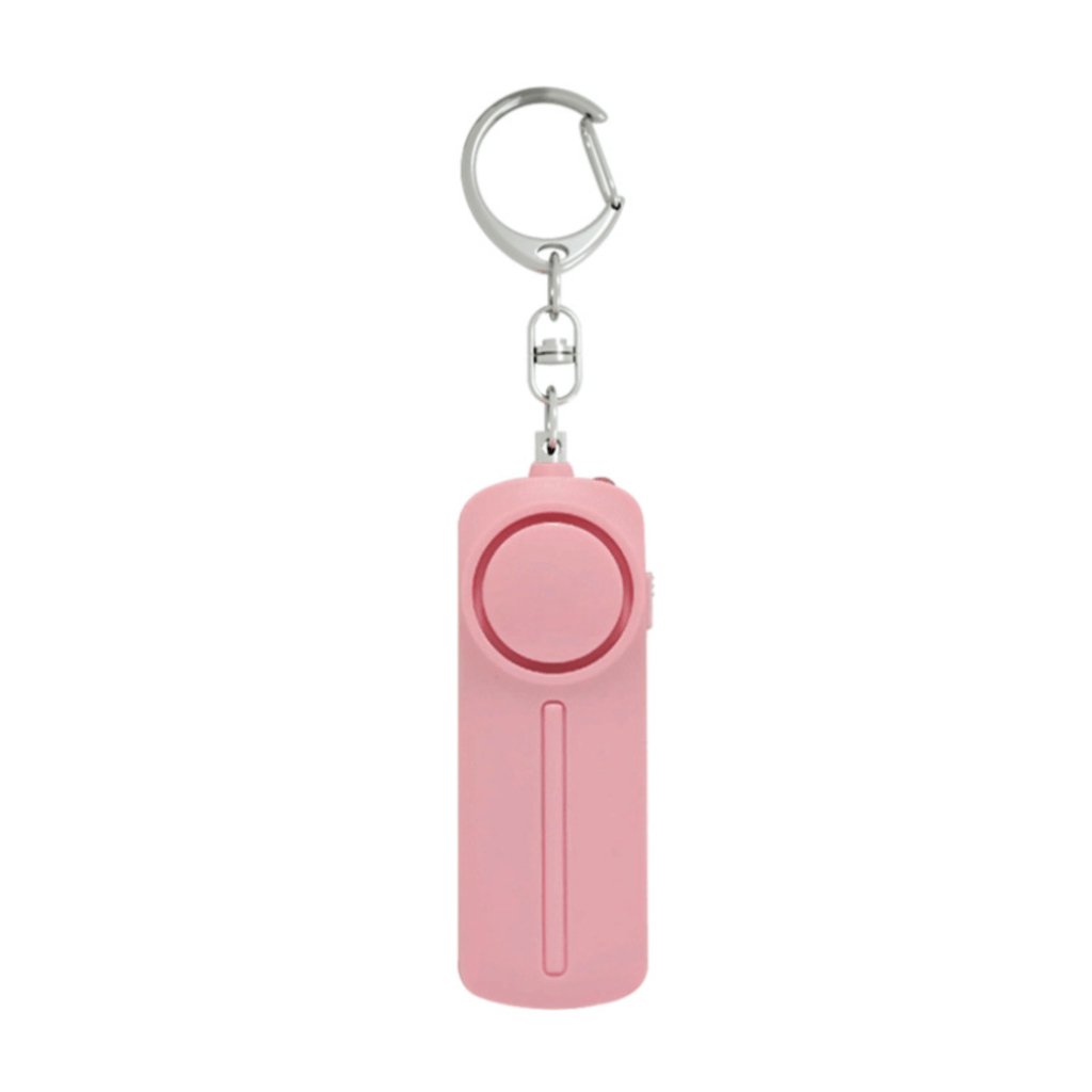 Portachiavi allarme personale rosa, dispositivo di sicurezza compatto con sirena integrata, ideale per autodifesa e protezione personale.