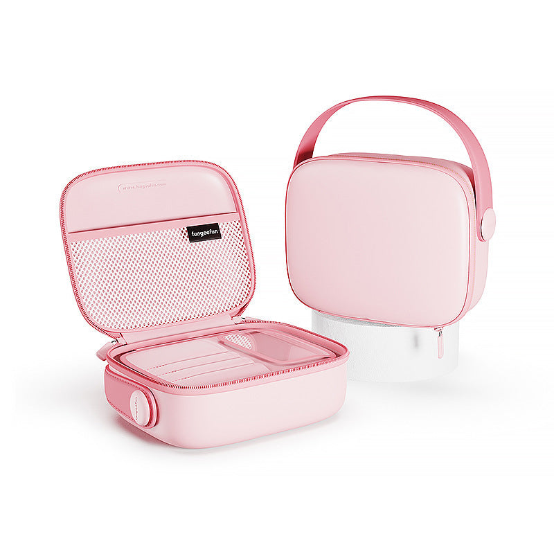 Borsa termica rosa per pranzo, design moderno, con manico e scomparti interni. Ideale per ufficio, scuola, picnic. Accessorio pratico e elegante.