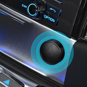 Manopola di controllo auto con design moderno, luci LED blu e opzioni di regolazione. Accessorio per interni auto, tecnologia avanzata.