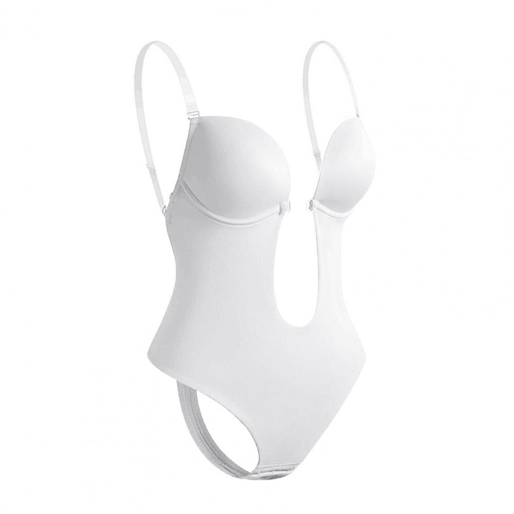 Body bianco senza schienale, design innovativo, spalline regolabili, ideale per abiti scollati. Intimo femminile elegante e confortevole.